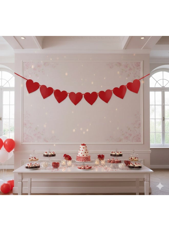 Toyland 1 Meter Red Heart Banner Decoration – Hanging Love Garland for Valentine’s Day & Party Décor - Image 2